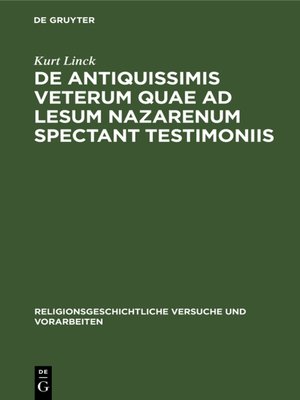 cover image of De antiquissimis veterum quae ad lesum Nazarenum spectant testimoniis